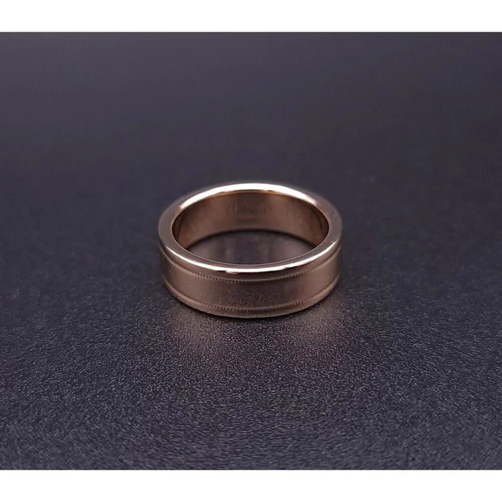 Tiffany & Co 18kt Rose Gold Together Double Milgrain 6mm Wedding Band Size 6.5